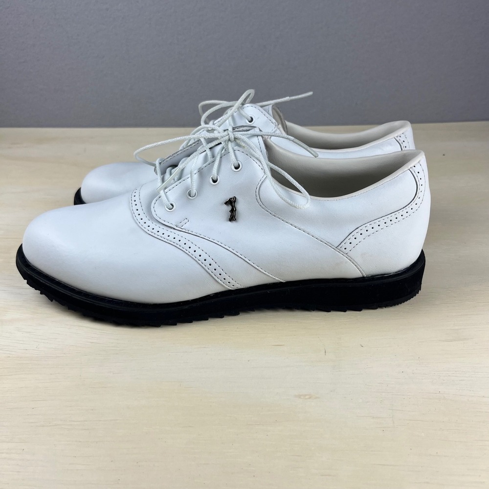 Lady Fairway Womens White Leather Golf Shoes Spikeless Oxford Brogue Size 9 M - Picture 3 of 8